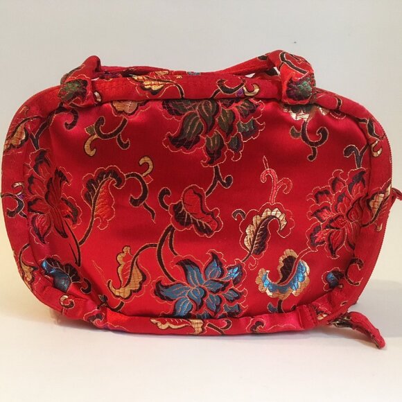 Travel Cosmetic Purse Portable 3 Way Vanity Mirror Fabric Floral Makeup Bag Set - Picture 2 of 15